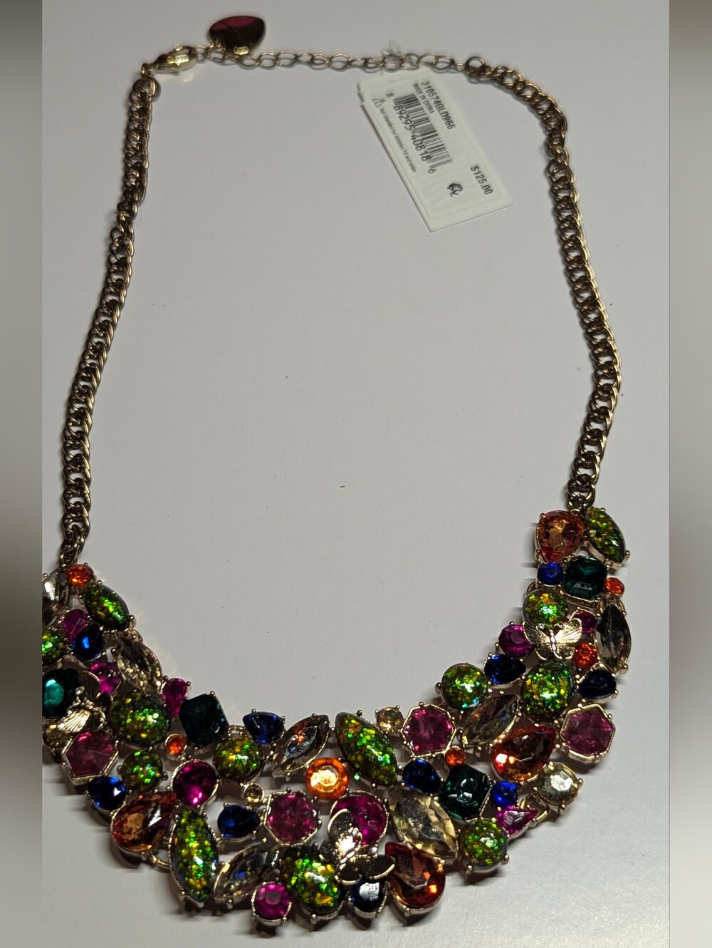 Betsey Johnson Gold-Tone Multicolor Crystal Bib Necklace